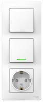 Блок: Розетка з/к шт 16A 250В + выкл 1-кл. с подсветкой + выкл 1-кл. скрытой установки Systeme Electric Blanca Белый