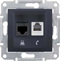 Розетка телефонная RJ11 + компьютерная RJ45 кат.5е UTP Schneider Electric Sedna Графит