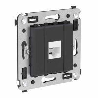 Телефонная розетка RJ-12 без шторки в стену одинарная DKC Avanti Черный матовый