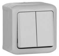 Выключатель 2-клавишный 10A IP44 Legrand Quteo Серый