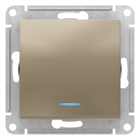 Переключатель 1-клавишный с подсветкой сх.6A 10AX механизам Schneider Electric AtlasDesign Шампань