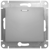 Выключатель кнопочный с подсветкой 10A (схема 1a) Schneider Electric Glossa Алюминий