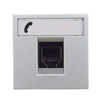 Розетка телефонная RJ12 6 контактов 2 мод ABB NIE Zenit Серебряный N2217.6 PL