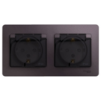 Розетка двойная с заземлением со шторками в сборе IP44 Systeme Electric Glossa Сиреневый туман