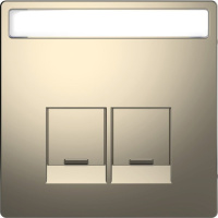 Накладка для разъемов Schneider Electric 2хRJХХ cо шторками c полем для надписи Merten D-Life Никель