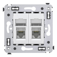 Компьютерная розетка RJ-45 в стену, кат.5e двойная, "Avanti", "Белое облако" DKC