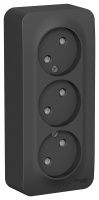 Розетка 3-я без заземления со шторками накладного монтажа с изолирующей пластиной 16A 250В Systeme Electric Blanca Антрацит