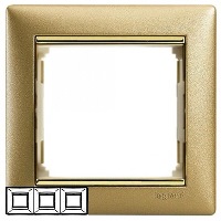 Рамка 3-постовая горизонтальная Legrand Valena Матовое золото