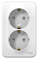 Розетка двойная с заземлением со шторками накладного монтажа с изолирующей пластиной 16A 250В Systeme Electric Blanca Белый
