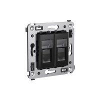 Компьютерная розетка RJ-45 в стену, кат.6 двойная,"Avanti", "Черный квадрат" DKC