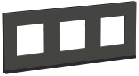 Рамка 3-постовая горизонтальная Schneider Electric Unica New Pure Черное стекло/Антрацит