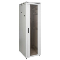 Шкаф сетевой 19" LINEA N 47U 600х600мм стеклянная передняя дверь, задняя металлическая серый ITK