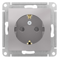 Розетка с заземлением со шторками 16A механизм Schneider Electric AtlasDesign Алюминий