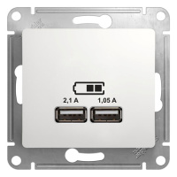 Розетка USB A+A 5В/2,1 А 2х5В/1,05 А механизм Systeme Electric Glossa Белый
