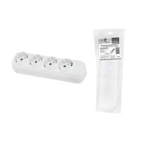 Колодка розеточная 4 гнезда с заземлением 16A 250V IP20 белая TDM "Народная"