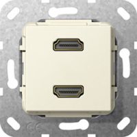 Разъем HDMI High Speed with Ethernet разветвительный кабель 2-местн. Gira System-55 Кремовый глянец