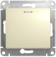Переключатель 1-клавишный с подсветкой 10A (схема 6A) Systeme Electric Glossa Бежевый