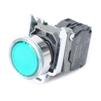 Systeme Electric Кнопка SB4 с подсвет в сборе модуль 22мм зеленая металл 230-240ВAC 1НО