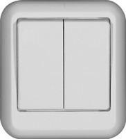 Выключатель 2-клавишный 10A изолир. плата накладной в сборе (DIY) Wessen Прима Белый