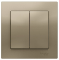 Выключатель 2-клавишный сх.6 10AX в сборе Schneider Electric AtlasDesign Шампань