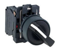 Переключатель 1-0-2 с фиксацией чёрный 2НО Schneider Electric XB5