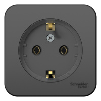 Розетка с заземлением без шторок накладного монтажа с изолирующей пластиной 16A 250В Systeme Electric Blanca Антрацит
