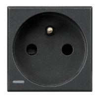 Розетка с заземлением с защитными шторками французский стандарт 2 мод Bticino Axolute Антрацит