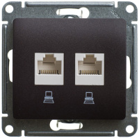 Розетка двойная компьютерная RJ45+RJ45 кат.5E механизм Systeme Electric Glossa Шоколад