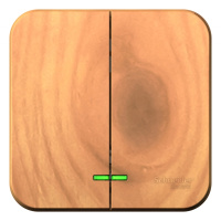 Выключатель 2-клавишный накладного монтажа с подсветкой 10A 250B Systeme Electric Blanca Ясень