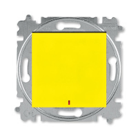 Переключатель одноклавишный с подсветкой контрольная жёлтый / дымчатый чёрный ABB Levit