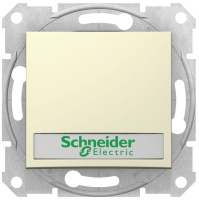 Выключатель 1-клавишный кнопочный с подсветкой и полем для надписи 10A Schneider Electric Sedna Бежевый