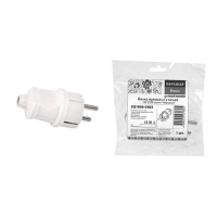 Вилка прямая с заземлением 16A 250V IP20 белая TDM "Народная"