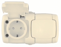 Розетка 2-ая с/з с защитными шторками с крышками 10A IP44 накладная Wessen Рондо Слоновая кость