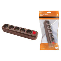 Колодка розеточная с выключателем 5 гнезд с заземлением 16A 250V IP20 бук TDM ЭКО