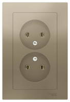Розетка двойная без заземления 16A в сборе Schneider Electric AtlasDesign Шампань