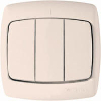 Выключатель 3-клавишный 10A скрытой установки в сборе Wessen Рондо Слоновая кость