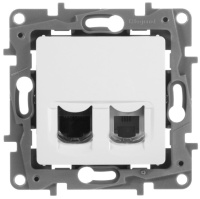 Розетка телефонная RJ11 + RJ45 категория 5e UTP IEK Etika Белый