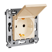 Розетка с крышкой в стену, 2P+E, с з/ш, "Avanti", "Ванильная дымка" DKC