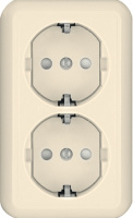 Розетка 2-ая с заземлением с з/ш 16A монтаж. плата накладная в сборе (опт) Wessen Прима Слоновая кость