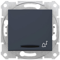 Выключатель 1-клавишный кнопочный с подсветкой с символом "Звонок" 10A Schneider Electric Sedna Графит
