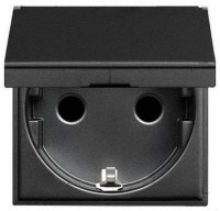 Розетка с заземлением с защитными шторками с крышкой 2 мод ABB NIE Zenit Антрацит N2288.1 AN