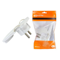 Вилка плоская 8мм угловая 16A 250V IP20 белая TDM