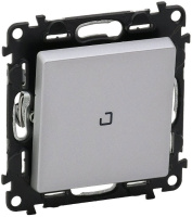 Выключатель кнопочный 1-клавишный с подсветкой 6A Legrand Valena Life Алюминий