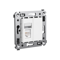 Компьютерная розетка RJ-45 в стену, кат.5e одинарная, "Avanti", "Белое облако" DKC