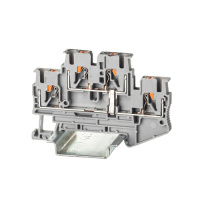 Клемма двухуровневая, зажим push-in, 4 точки подключения, уровни соединены перемычкой, 2.5 кв.мм, серая DKC