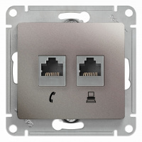 Розетка двойная RJ11+RJ45 кат.5E механизм Systeme Electric Glossa Платина