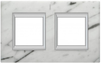 Рамка прямоугольная вертикальная немецкий стандарт 2+2 мод Bticino Axolute Белый мрамор Каррара