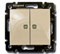 Выключатель 2-клавишный с двумя индикаторами 10A Legrand Valena Слоновая кость