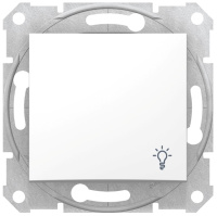 Выключатель 1-клавишный кнопочный с символом "Свет" 10A Schneider Electric Sedna Белый