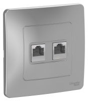 Розетка двойная компьютерная скрытой установки RJ45 кат.5E Systeme Electric Blanca Алюминий